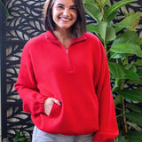 Wool Mix Half Zip Pullover Sweater