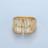 Double Baguette CZ Signet Wrap Ring