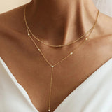 Elegant Gold Plated Rhinestone Pendant Y-Necklace