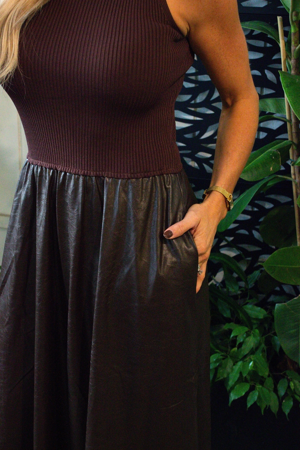 Mixed Media Mockneck Dress