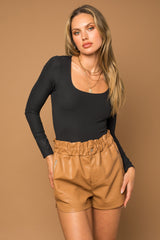 Rounded Square Neck Long Sleeve Bodysuit