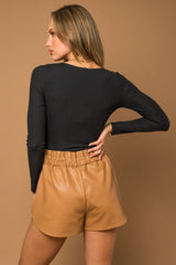 Rounded Square Neck Long Sleeve Bodysuit