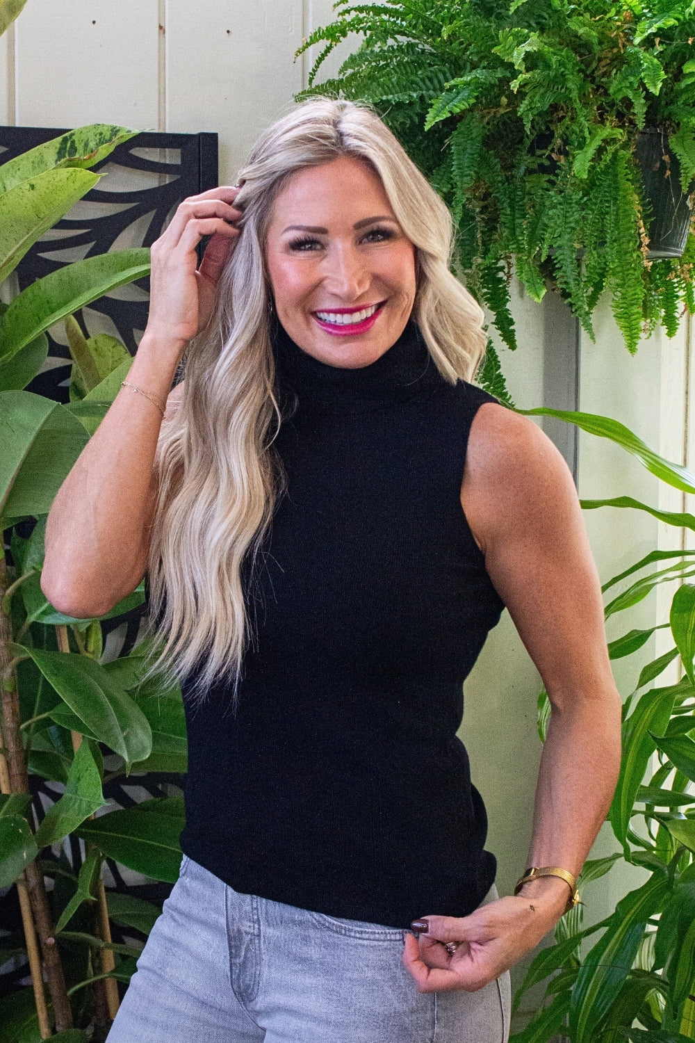 Knit Sleeveless Mockneck Sweater