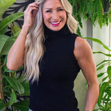 Knit Sleeveless Mockneck Sweater