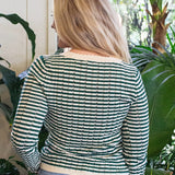 Pointelle Stripe Knit Henley Top