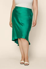 High Low Satin Midi Skirt