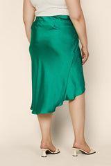 High Low Satin Midi Skirt