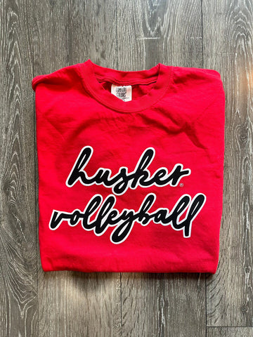 Husker Volleyball Cursive Tee