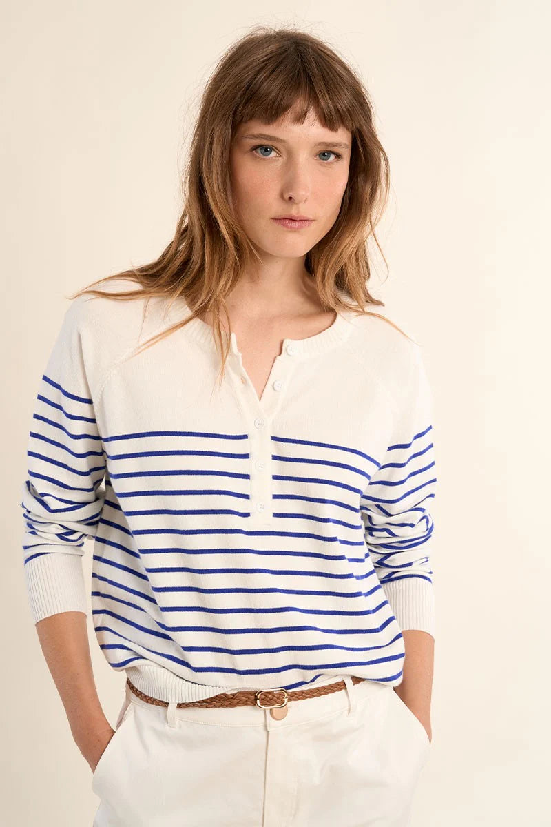 Striped Long Sleeve Henley Top