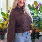 Cropped Knit Turtleneck Sweater