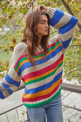Chunky Knit Multi Striped Sweater