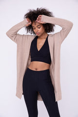 Longline Hooded Cardigan With Pockets