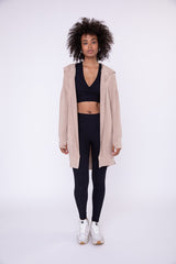 Longline Hooded Cardigan With Pockets