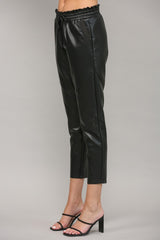 Faux Leather Drawstring Waist Pants