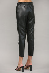 Faux Leather Drawstring Waist Pants
