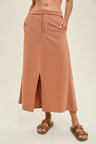 Knit Midi Skirt W/ Front Slit