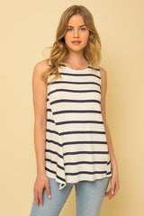 Sleeveless Side Tie Striped Tank