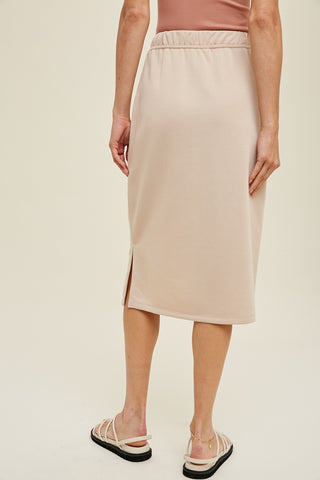 French Terry Midi Skirt W/ Side Slit