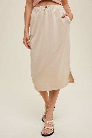 French Terry Midi Skirt W/ Side Slit