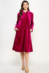 Velvet Long Button Up Duster