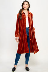 Velvet Long Button Up Duster