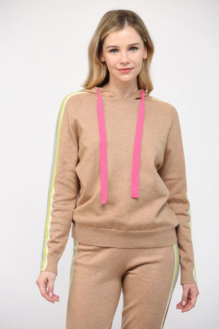 Contrast Stripe Hooded Sweater