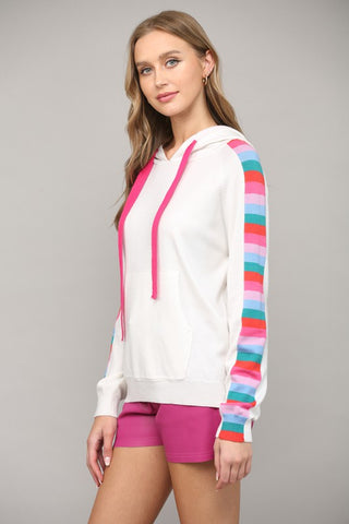 Color Block Detail Hoodie Sweater