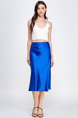 Satin Elastic Midi Skirt