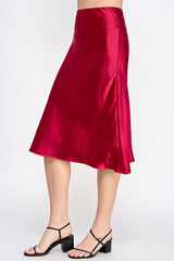 Satin Elastic Midi Skirt