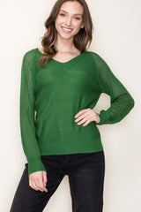 Balloon V Neck Open Neck Sweater