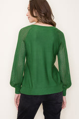 Balloon V Neck Open Neck Sweater