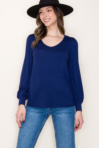 Balloon Sleeve Solid Modal Top
