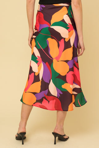 Big Floral Print Midi Skirt