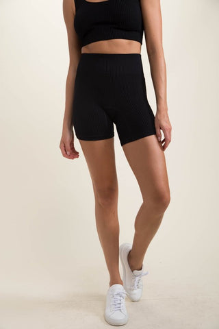 Ribbed Seamless High-Waisted Shorts