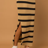 Horizontal Striped Knit Skirt