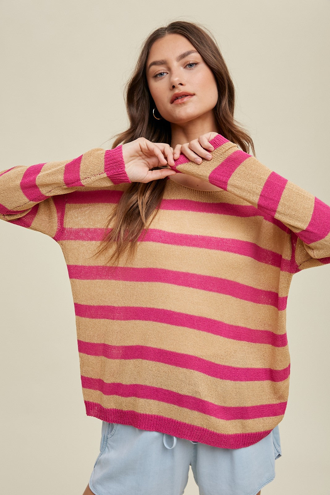 Striped Oversized Lightweight Sweater