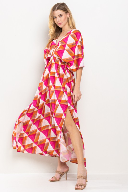 Printed Side Slits Maxi Dress
