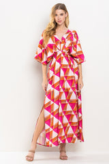 Printed Side Slits Maxi Dress
