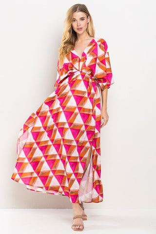Printed Side Slits Maxi Dress