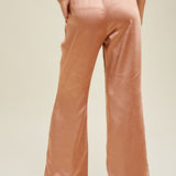 Satin Wide Leg Pleated Detail Pant