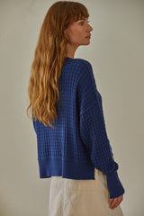 Woven Drop Shoulder Textured Sweater