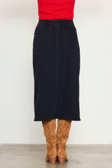 Front Slit Maxi Denim Skirt