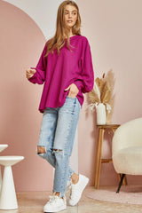 Waffle Raw Edge Long Sleeve