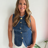 Crew Neck Split Front Vest