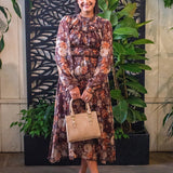 Mockneck Smock Waist Midi Dress