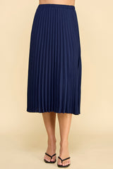Pleated Elastic Waist Midi Skirt