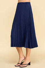 Pleated Elastic Waist Midi Skirt