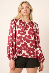 Floral High Neck Long Sleeve Blouse