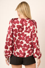 Floral High Neck Long Sleeve Blouse