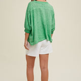Washed Boxy 3/4 Sleeve Knit Top